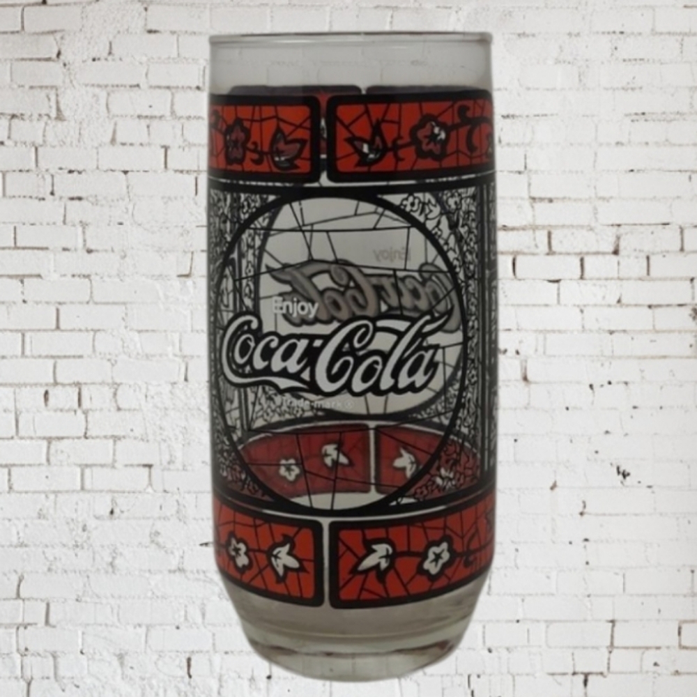 VINTAGE COCA-COLA STAINED GLASS STYLE GLASS - Picture 3 of 8